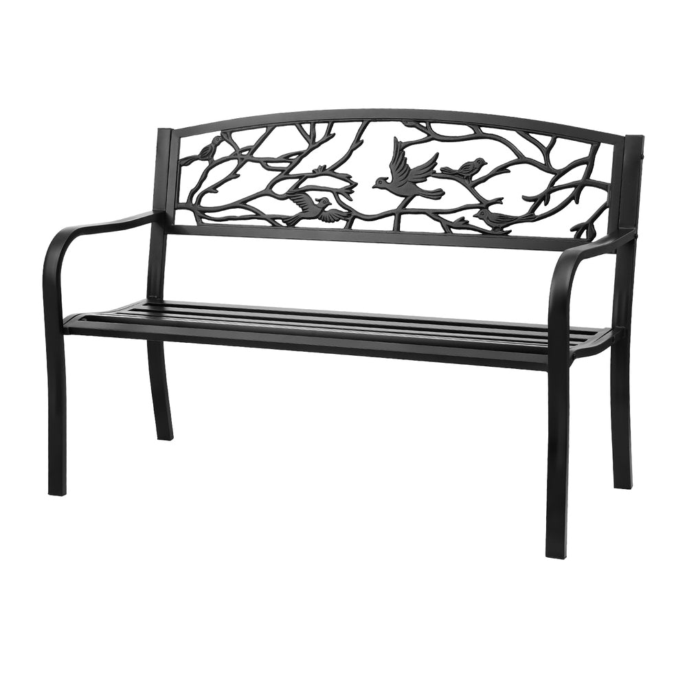 Gardeon Steel Outdoor Garden Bench Seat 3 Seater Black