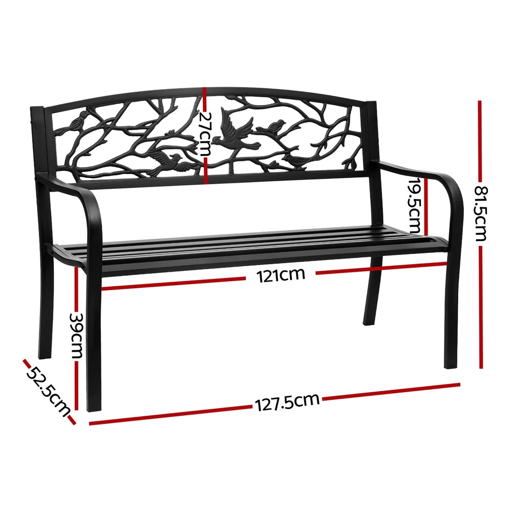 Gardeon 3-Seater Outdoor Bench Steel Black