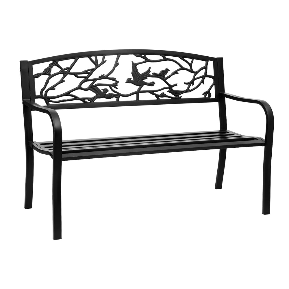 Gardeon 3-Seater Outdoor Bench Steel Black