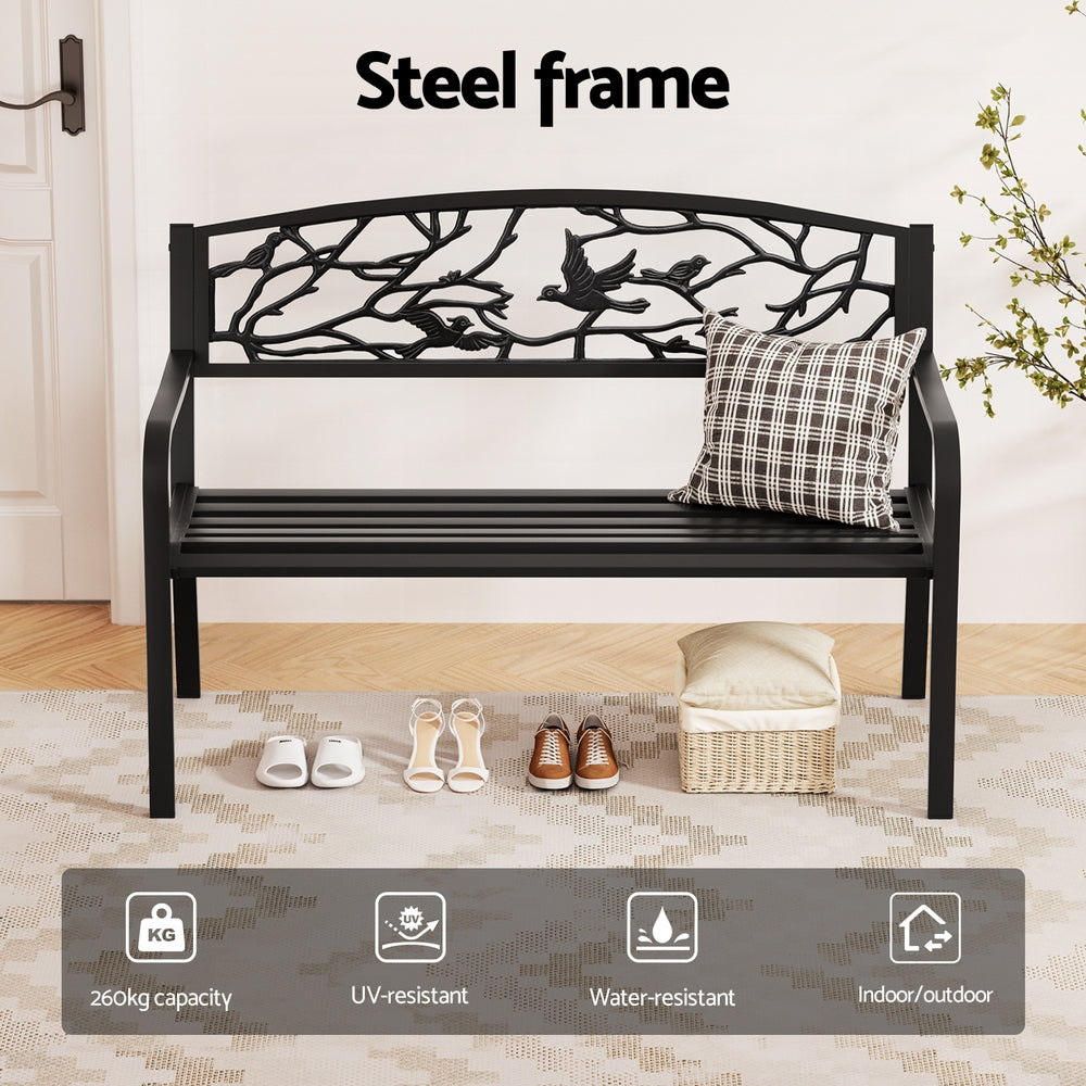 Gardeon 3-Seater Outdoor Bench Steel Black