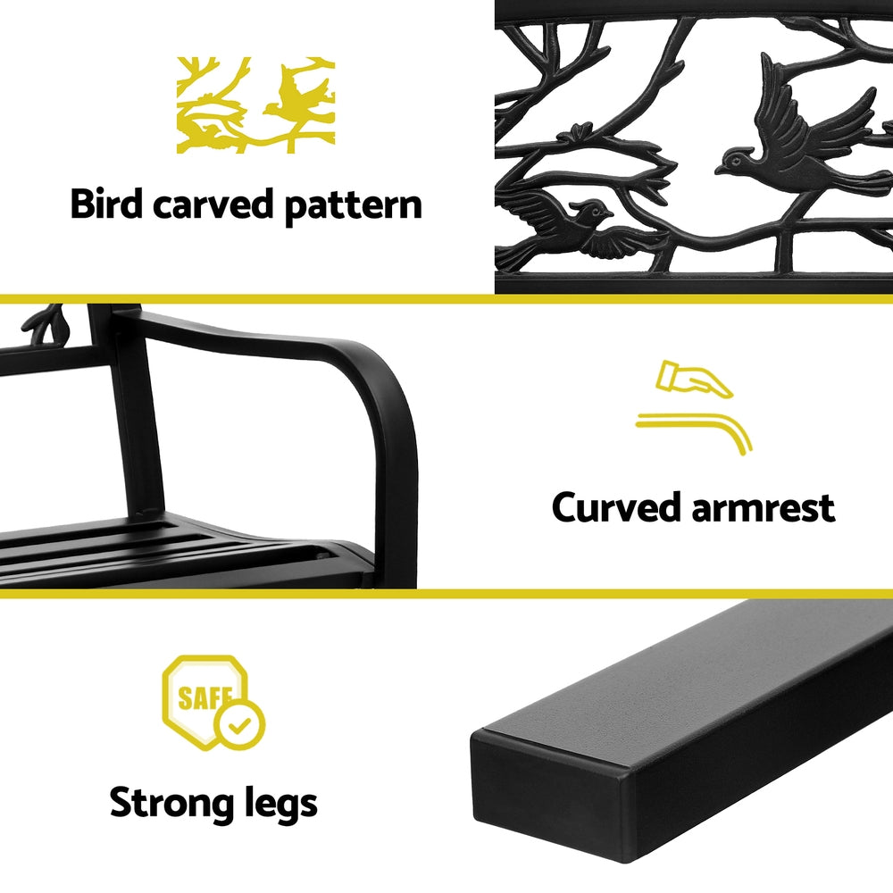Gardeon 3-Seater Outdoor Bench Steel Black