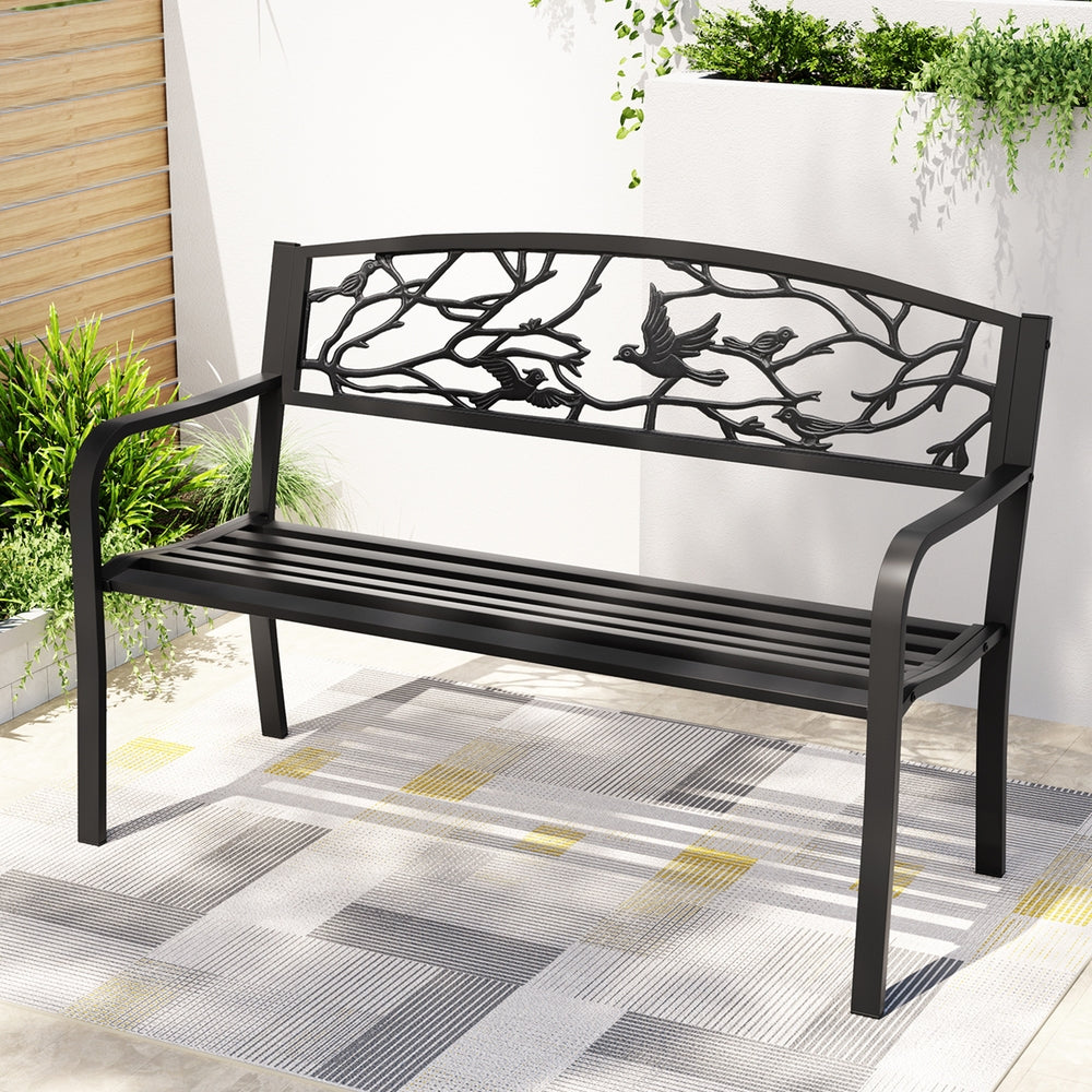 Gardeon 3-Seater Outdoor Bench Steel Black