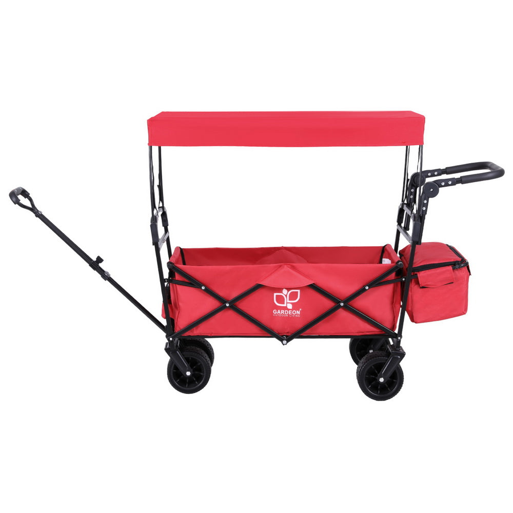 Sturdy Garden Cart with Canopy, Rotating Wheels - Gardeon