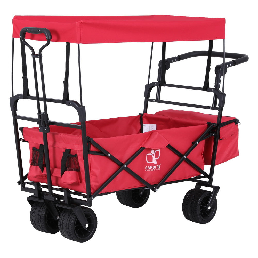 Sturdy Garden Cart with Canopy, Rotating Wheels - Gardeon