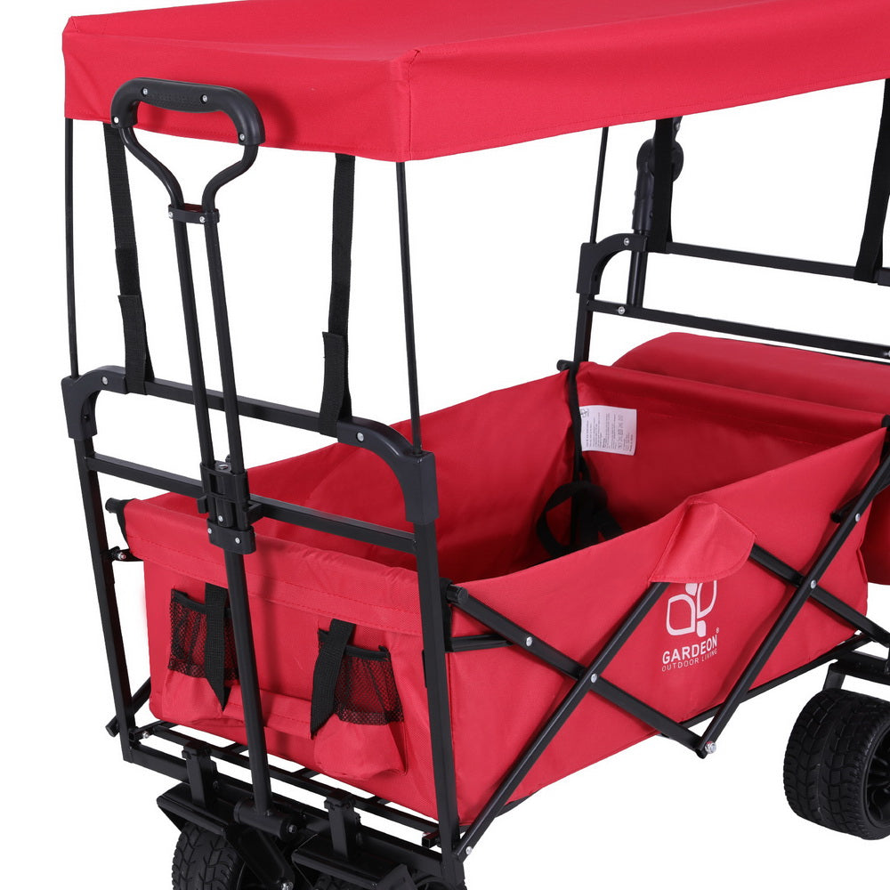 Sturdy Garden Cart with Canopy, Rotating Wheels - Gardeon