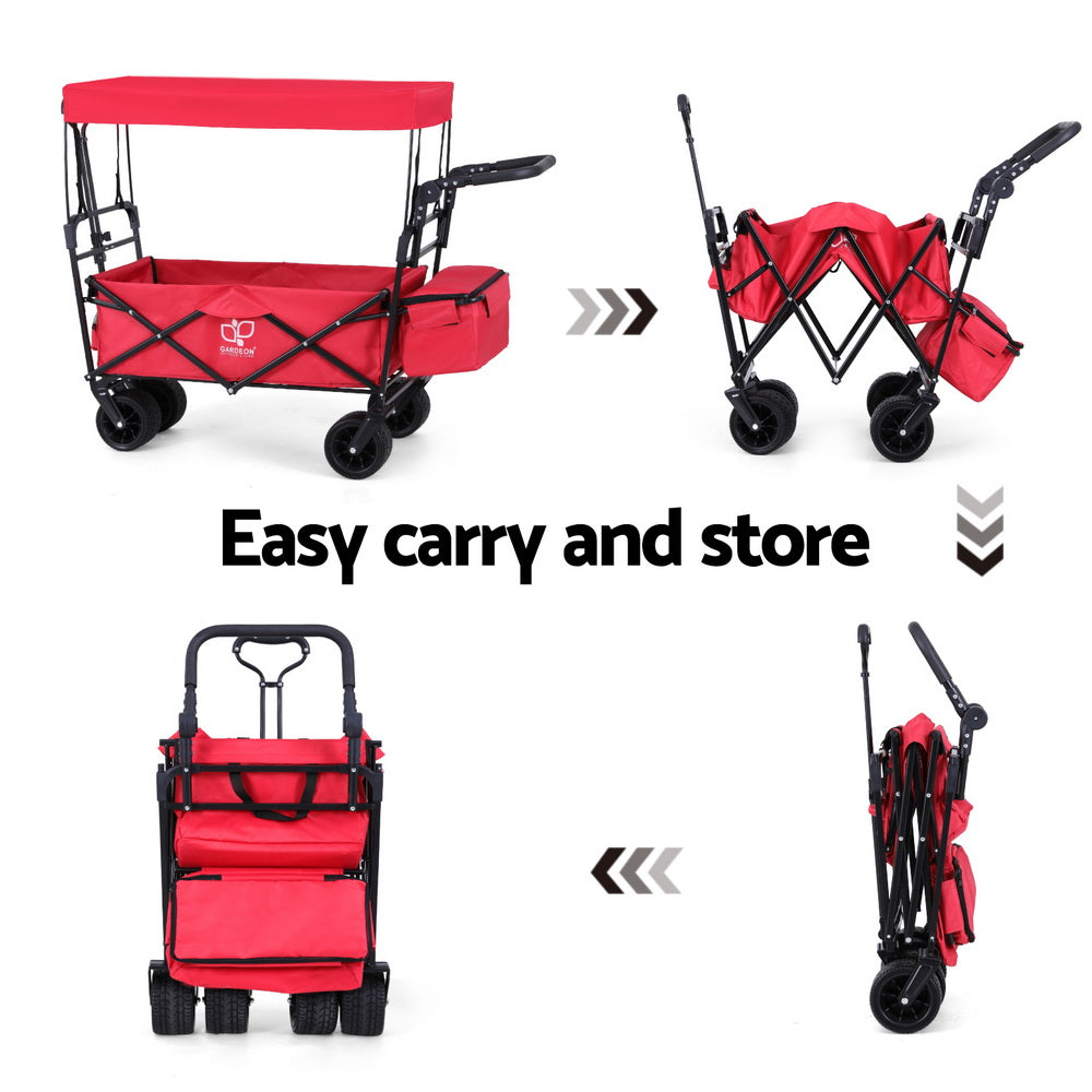 Gardeon Red Garden Cart Removable Canopy