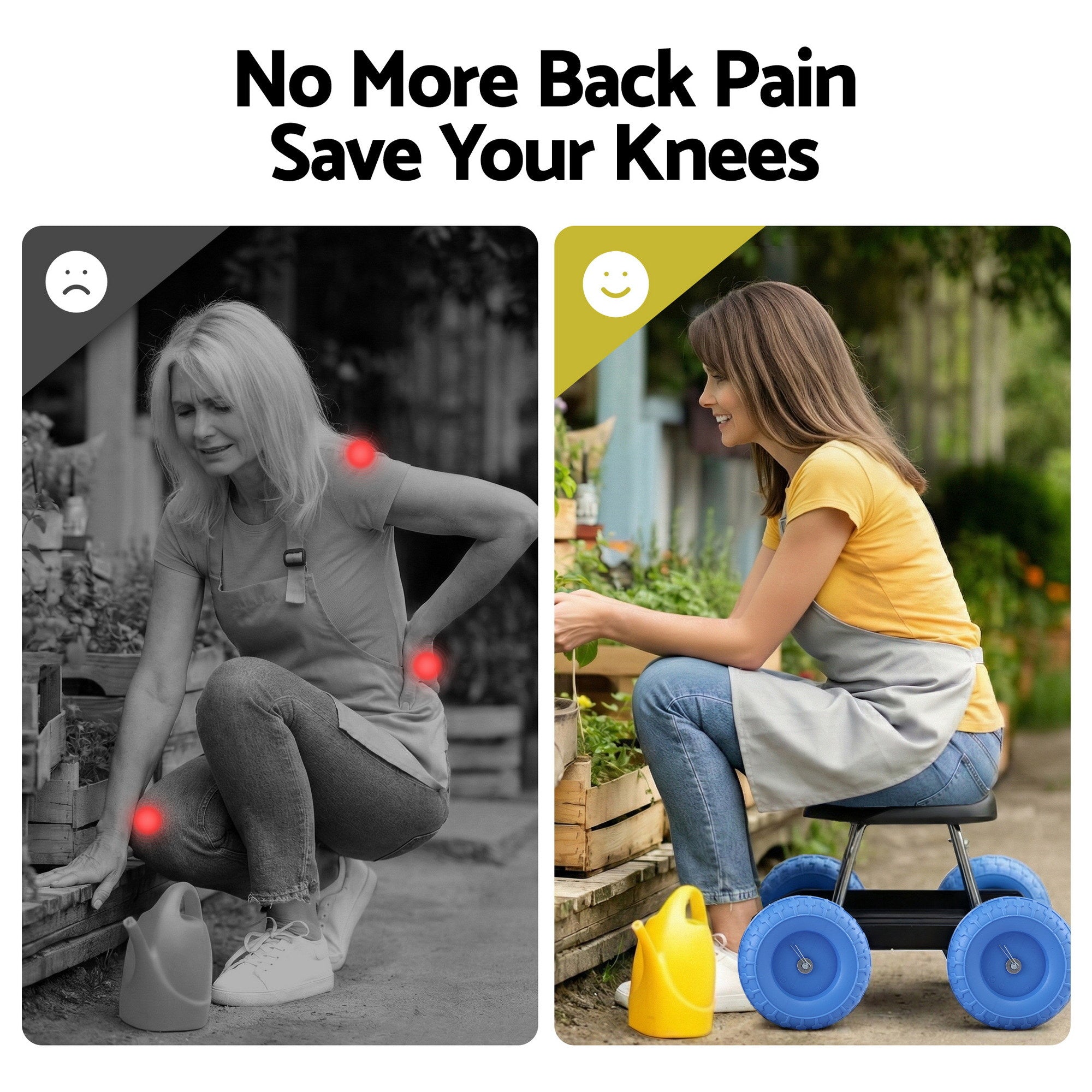 Gardeon Garden Cart Seat with Wheels, Rolling Work Stool with Tool Storage Tray, 440lbs 200kg Heavy Duty Capacity Garden Stool for Outdoor Yard Work, Car Detailing, and Garage Maintenance, Blue/Black