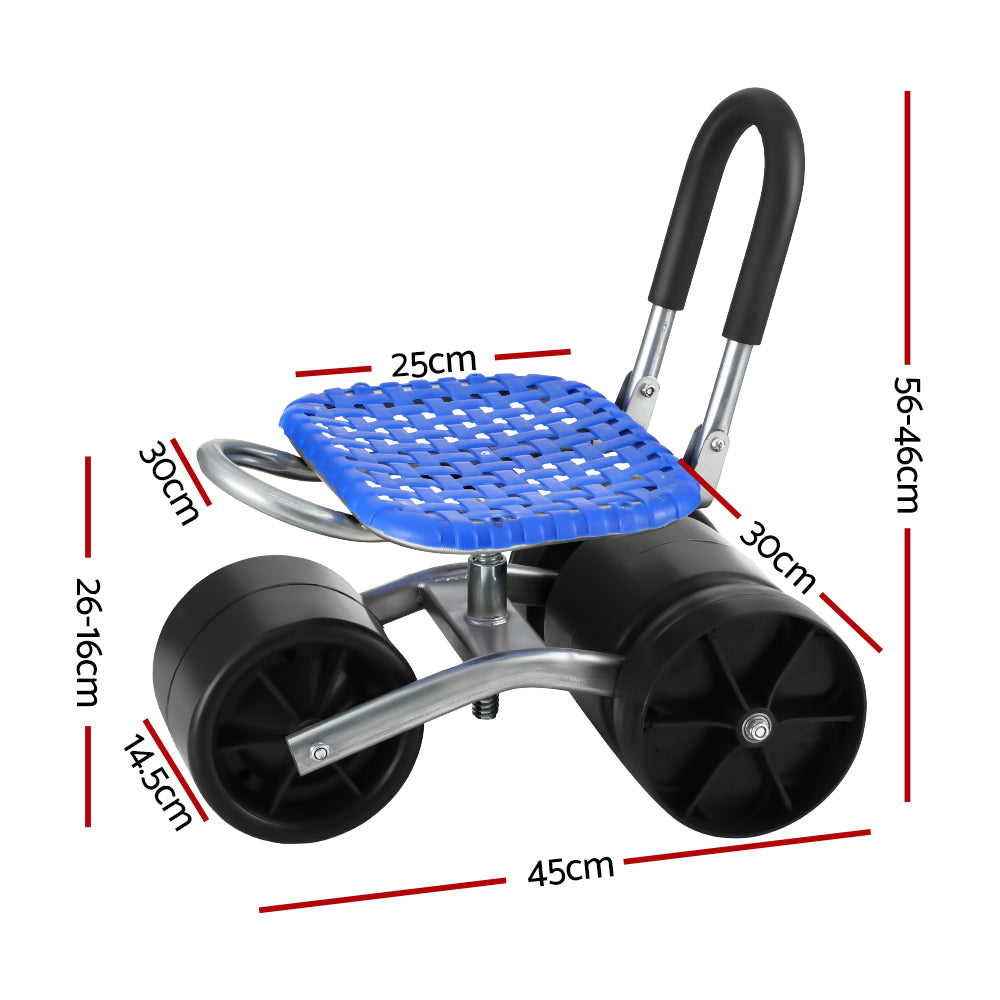 Adjustable Foldable Garden Stool with Wheels, 130kg - Gardeon