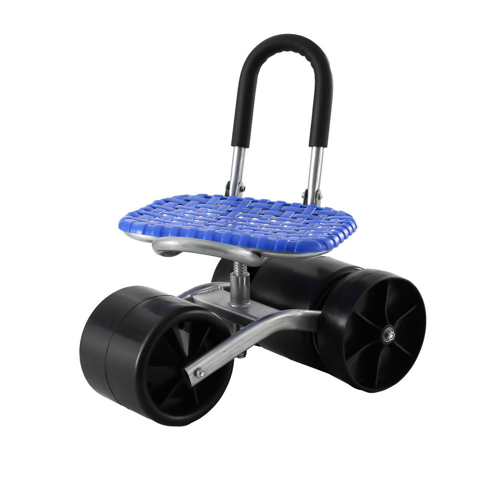Gardeon Foldable Garden Stool Seat with Wheels Blue