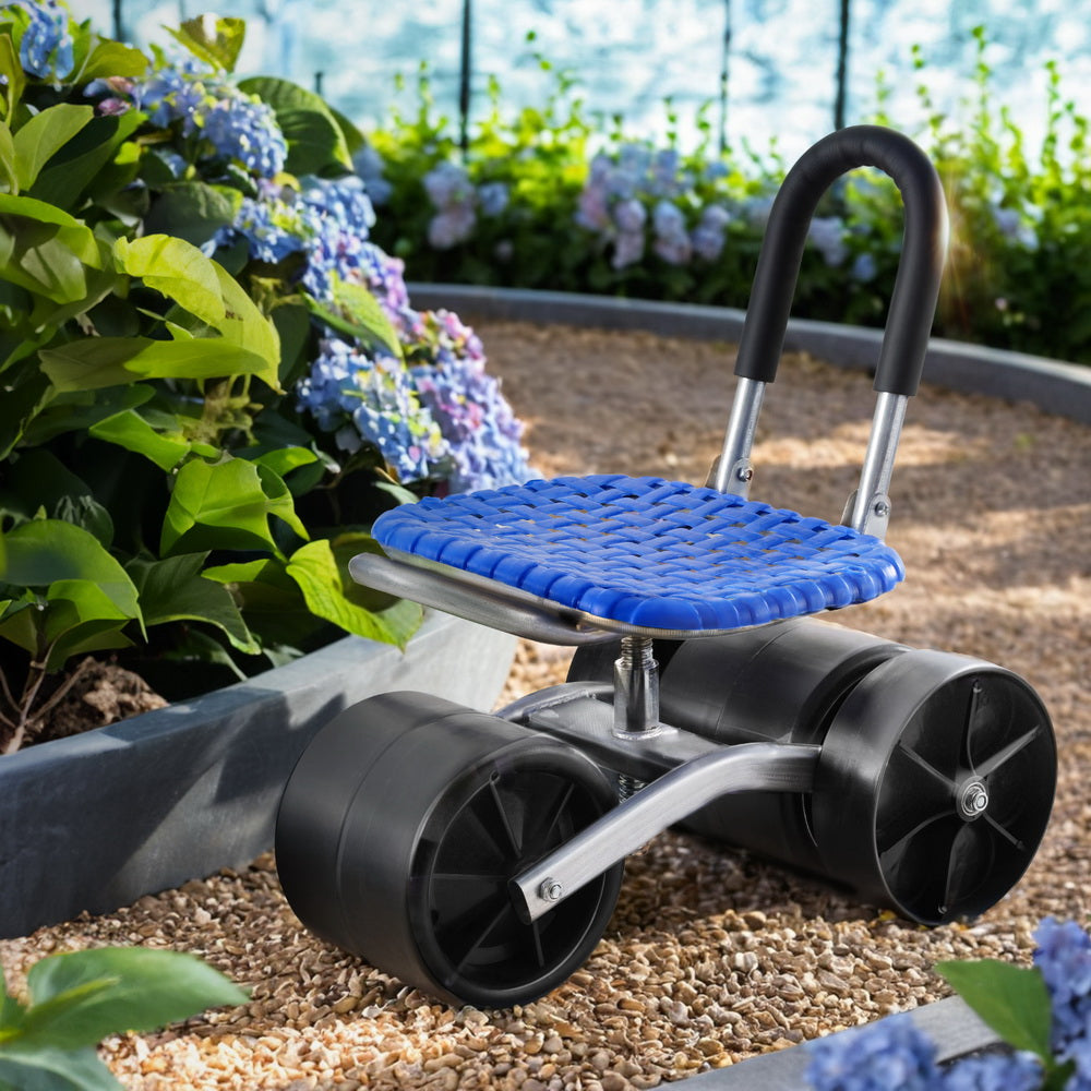 Adjustable Foldable Garden Stool with Wheels, 130kg - Gardeon