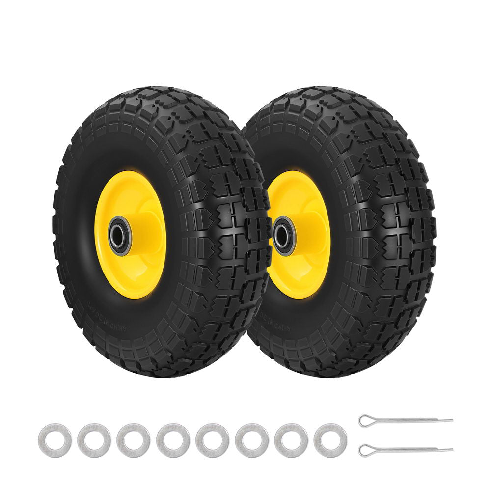 Gardeon 2pcs, 4.10/3.50-4 Tire And Wheel Flat Free, 26cm Solid Rubber Tires with 5/8 Axle Bore Hole And Double Sealed Bearings, Perfect for Wheelbarrow, Garden Cart, Wagon, Dolly