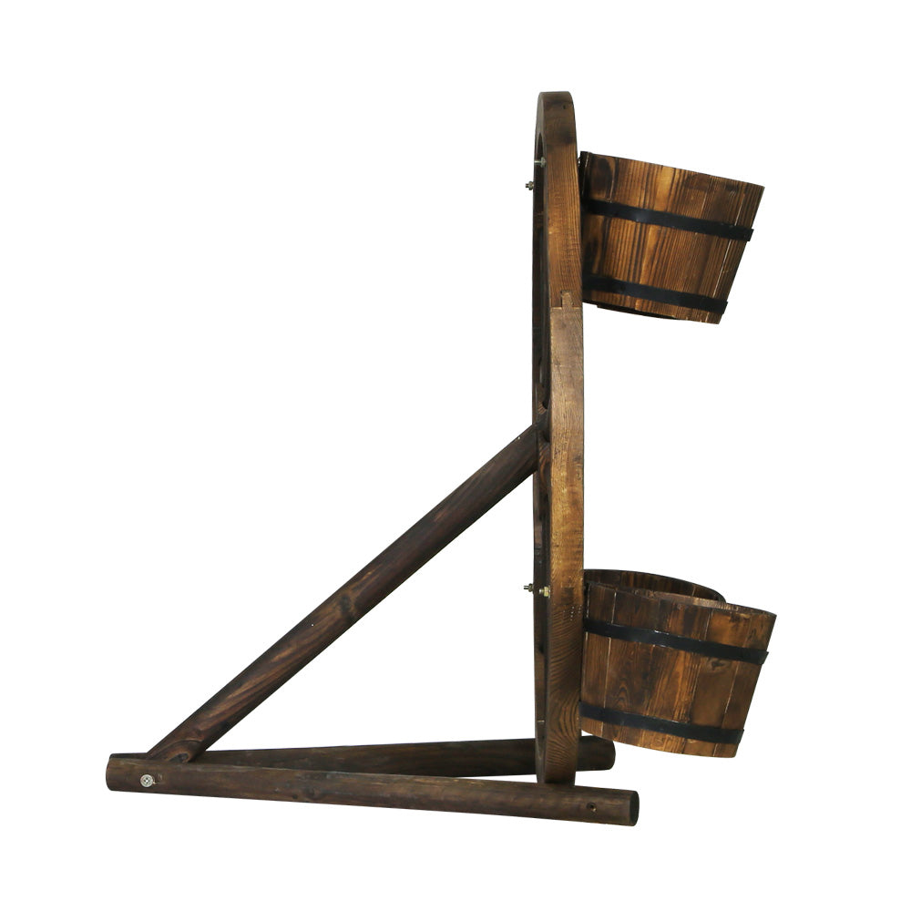 Gardeon 80cm Wooden Wagon Wheel Plant Stand Outdoor Decor