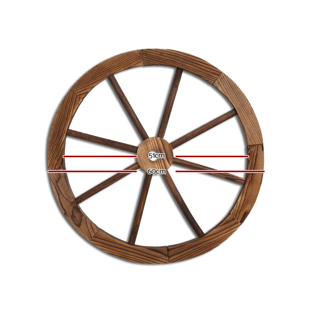 Gardeon 60cm Wooden Wagon Wheel Outdoor Garden Ornament