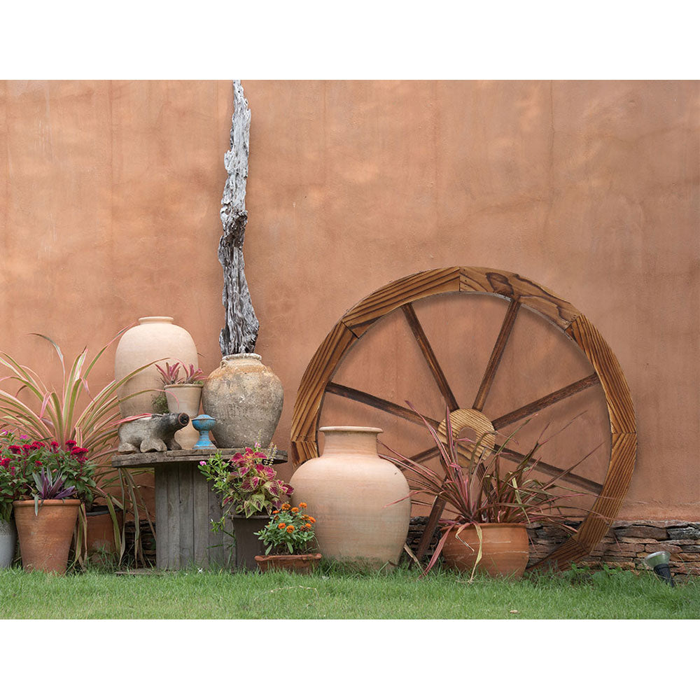 Gardeon 60cm Wooden Wagon Wheel Outdoor Garden Ornament