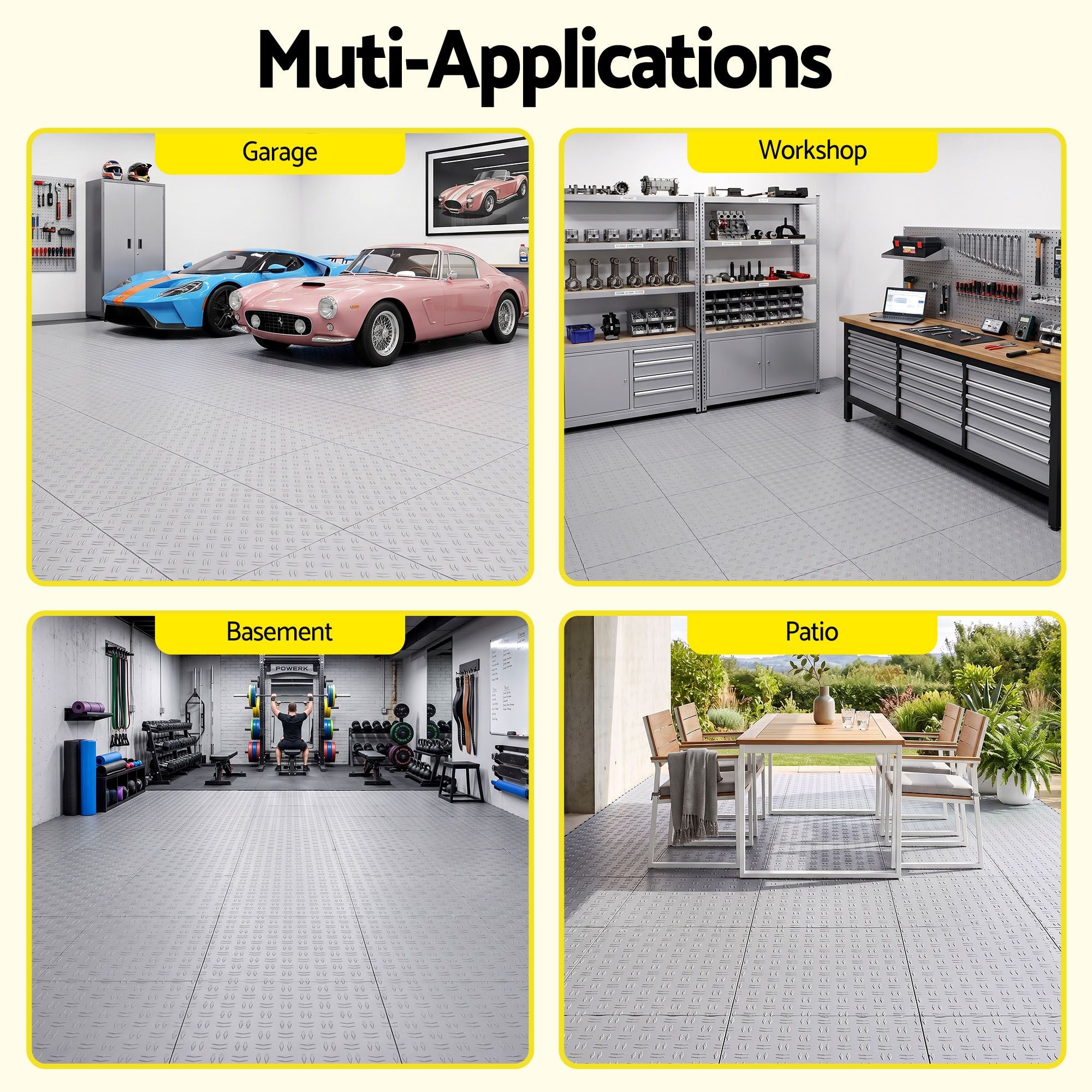 Giantz Garage Floor Tiles Interlocking PP Flooring 25PCS 30x30cm Grey