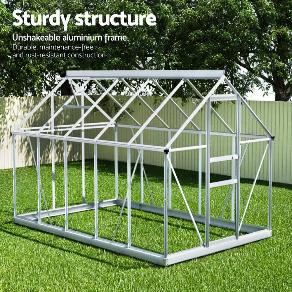 Greenfingers 3.1x1.9m Aluminium Polycarbonate Greenhouse Garden Shed