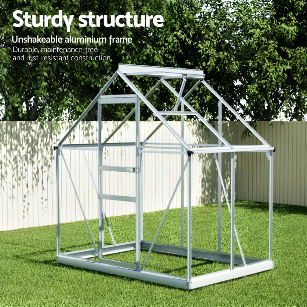 Green Fingers Greenhouse Aluminium Polycarbonate Premium Garden Storage Shed 3.1Mx1.9Mx2.0M