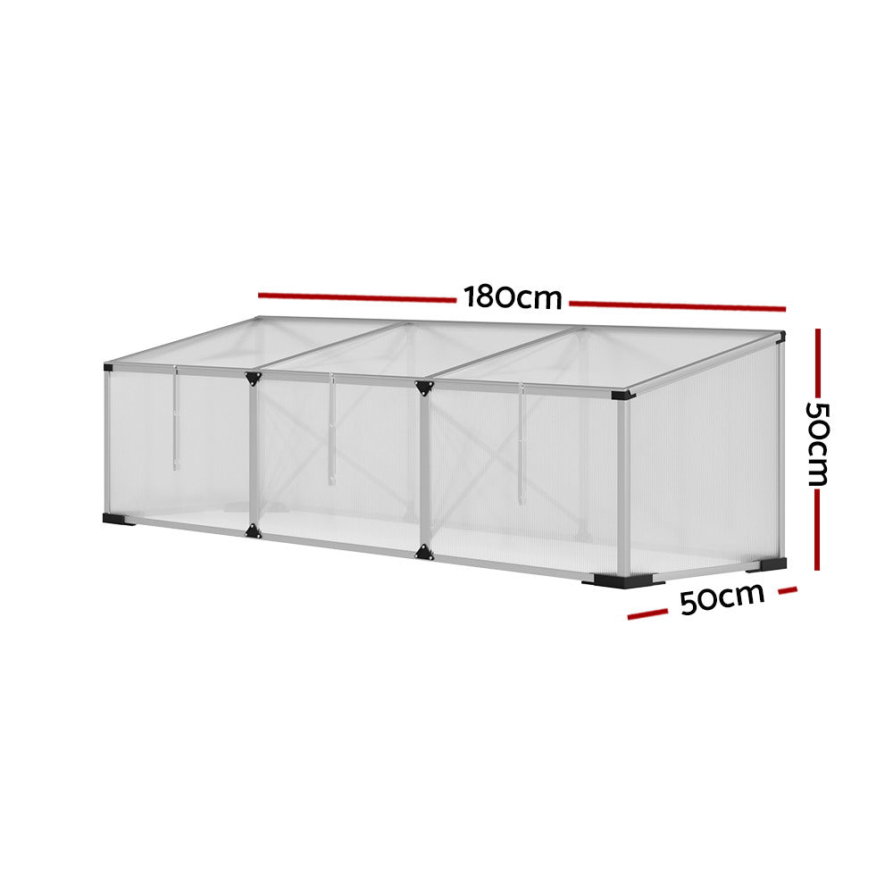 Green Fingers 180x50x50cm Aluminium Cold Frame Greenhouse Silver