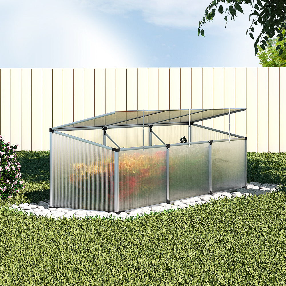 Green Fingers 180x50x50cm Aluminium Cold Frame Greenhouse Silver