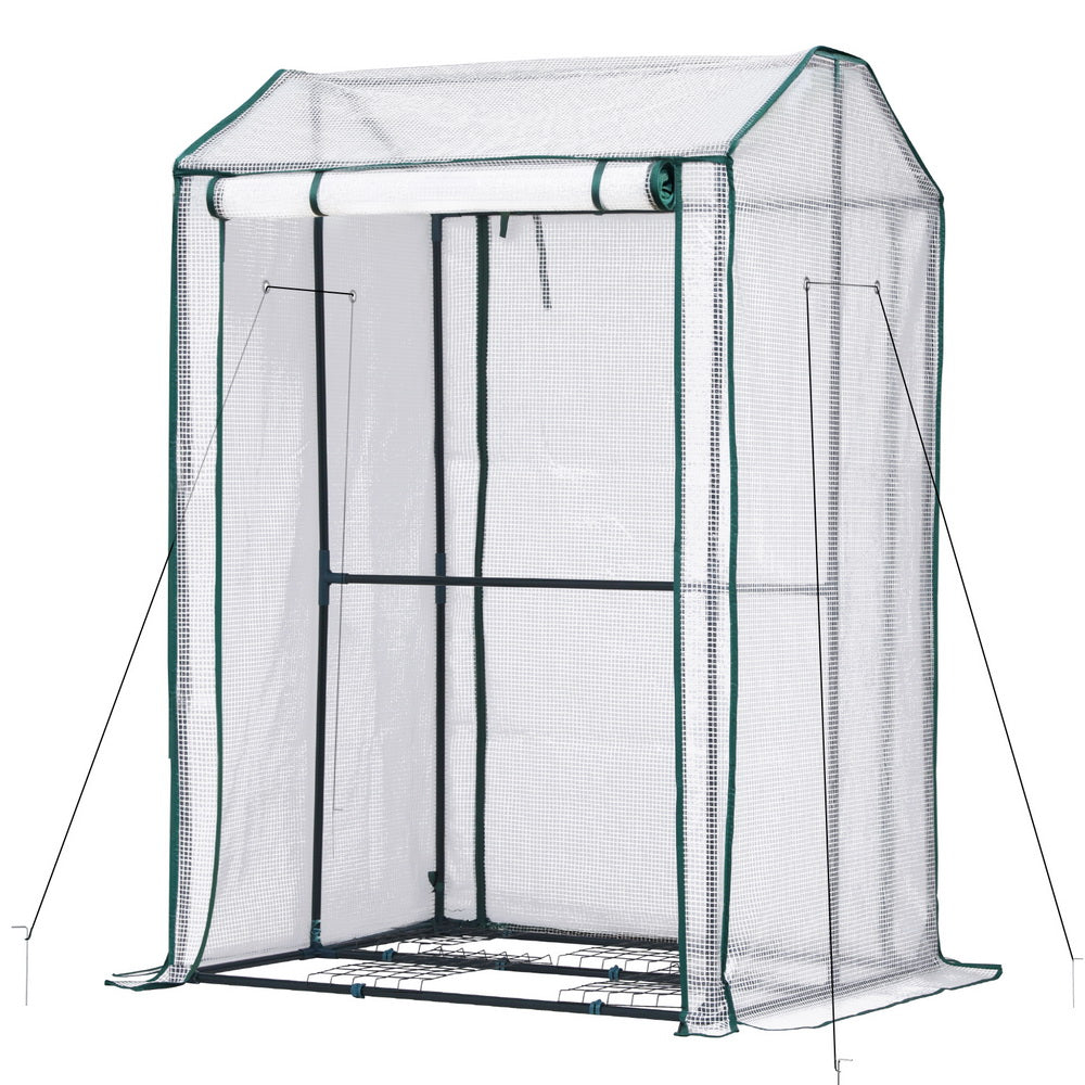 Green Fingers Mini Greenhouse PE Cover Green House Roll-Up Zippered Door 1.0x0.8x1.5M