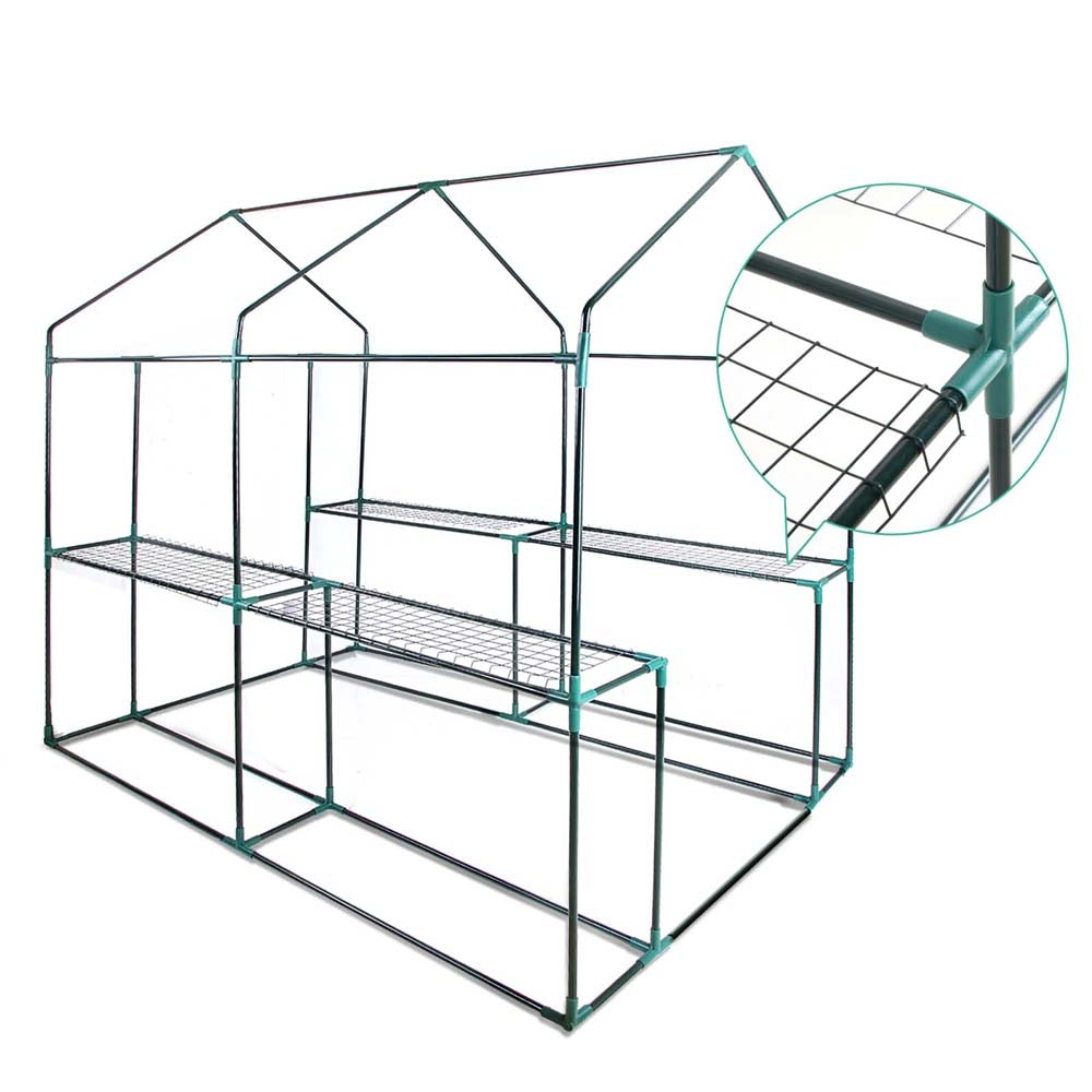 Green Fingers Walk-In Greenhouse Tunnel 4 Shelves Clear 1.9M
