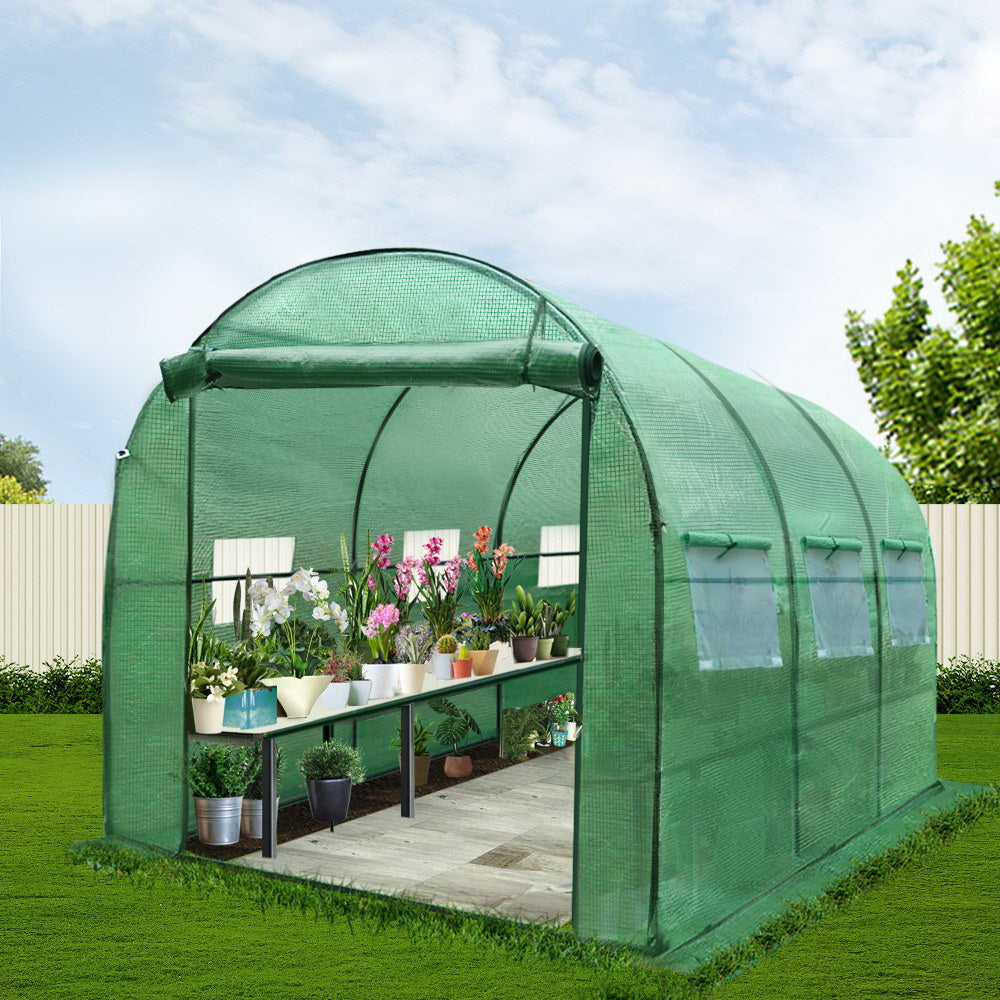 Green Fingers 3x2x2M Walk-In Greenhouse Tunnel Garden Shed Dome Green