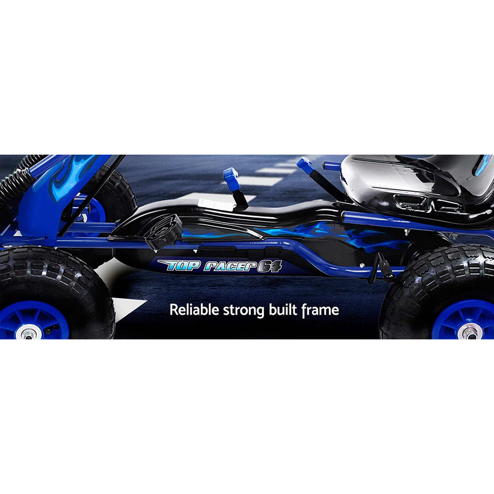 Rigo Kids Pedal Go Kart Blue Racing Car Rubber Tyres