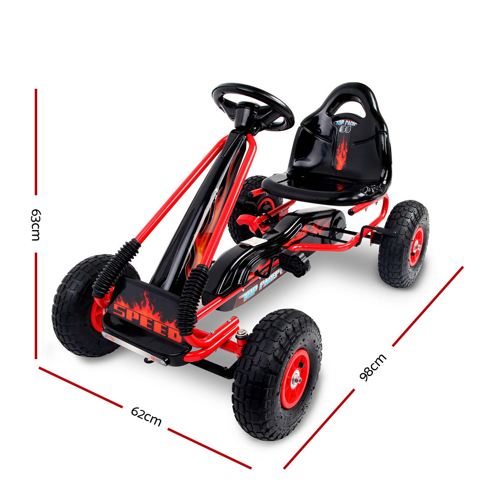 Rigo Kids Pedal Go Kart Racing Car Rubber Tyre Red