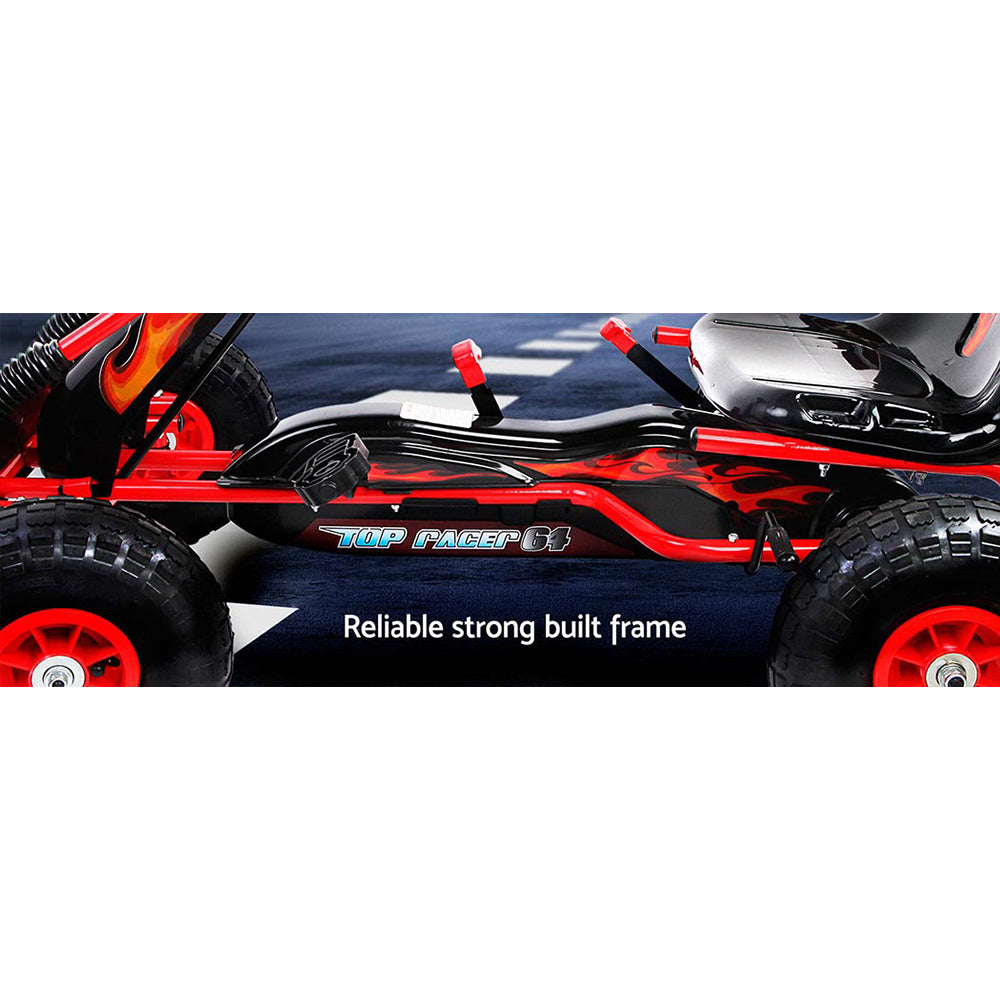 Rigo Kids Pedal Go Kart Racing Car Rubber Tyre Red