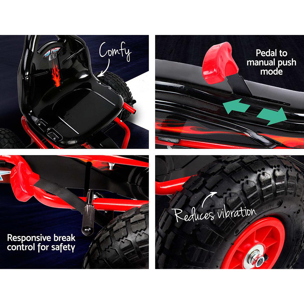 Rigo Kids Pedal Go Kart Racing Car Rubber Tyre Red