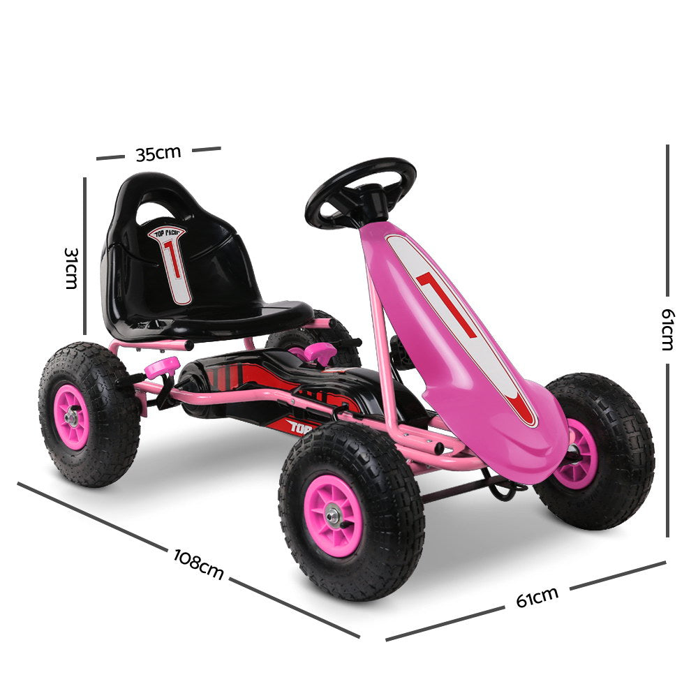 Rigo Kids Pedal Go Kart Adjustable Seat Pink Racing Car