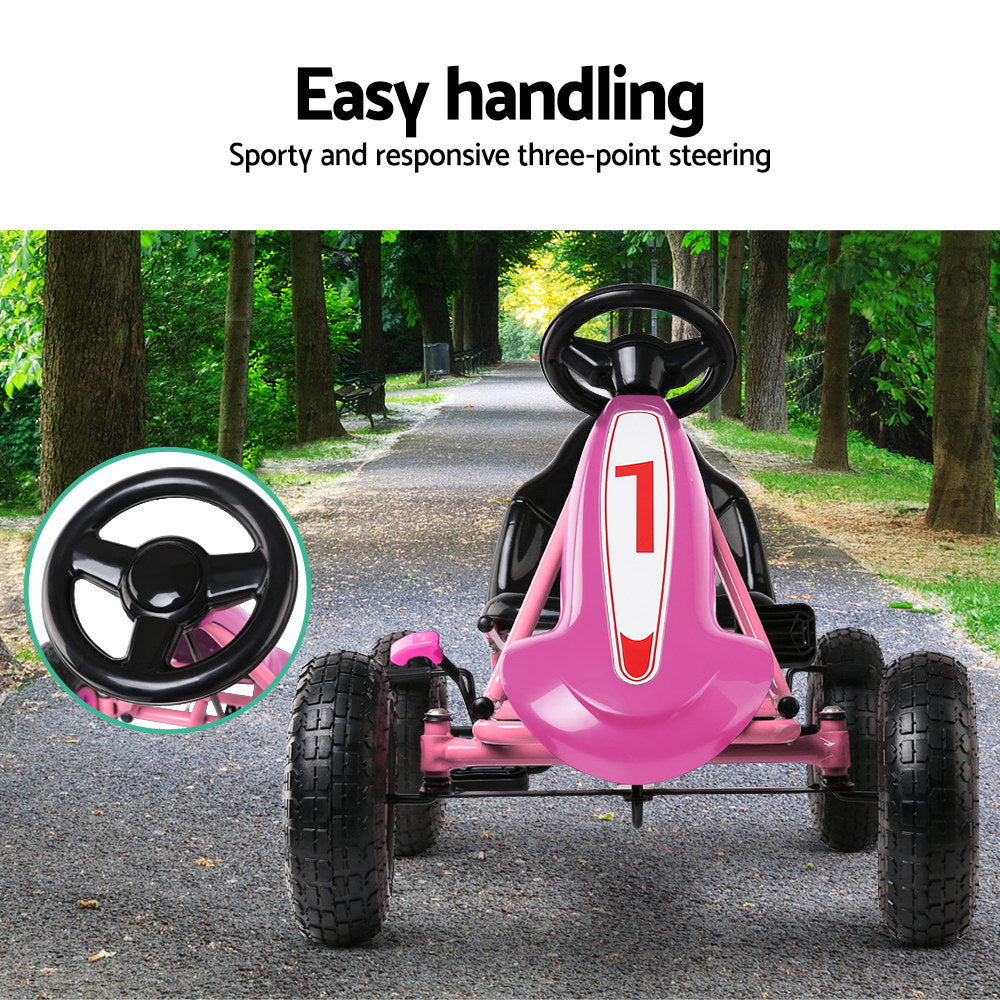 Rigo Kids Pedal Go Kart Adjustable Seat Pink Racing Car