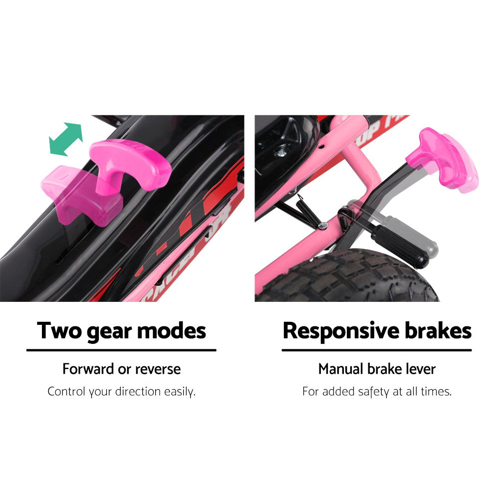 Rigo Kids Pedal Go Kart Adjustable Seat Pink Racing Car