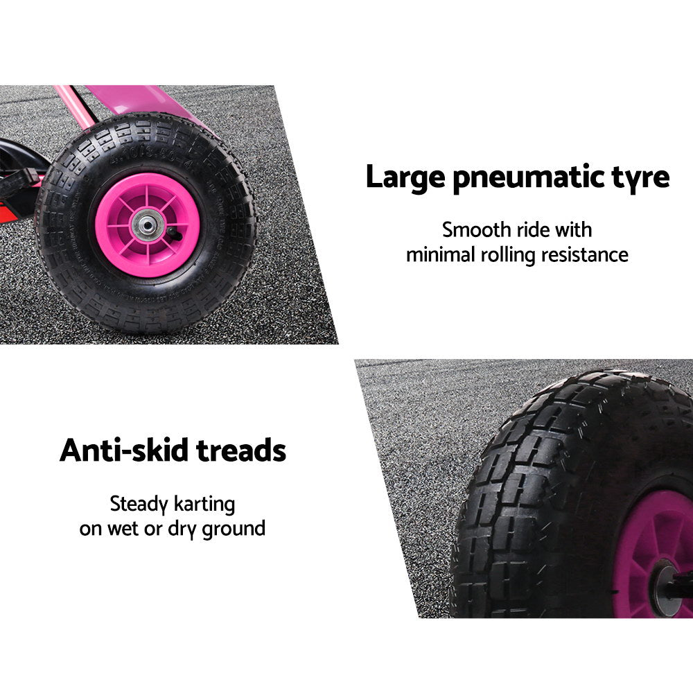 Rigo Kids Pedal Go Kart Adjustable Seat Pink Racing Car