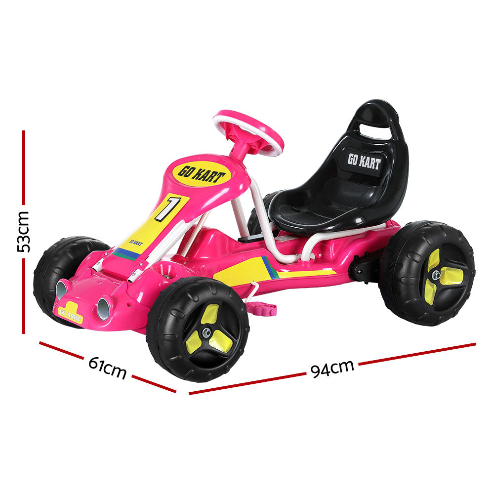 Rigo Kids Pedal Go Kart Racing Car Plastic Tyres Pink