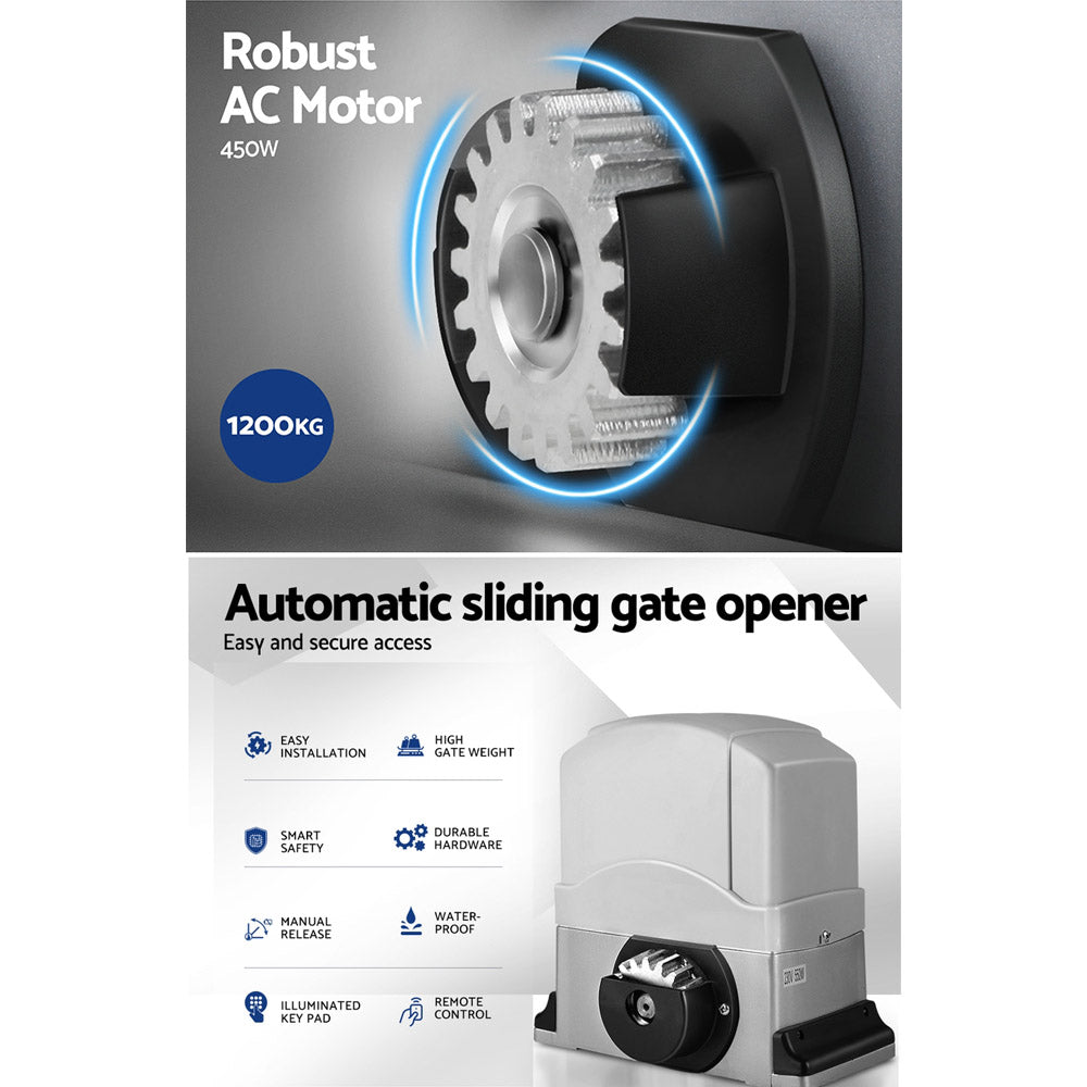 LockMaster 4m Electric Sliding Gate Opener 1200KG Keypad