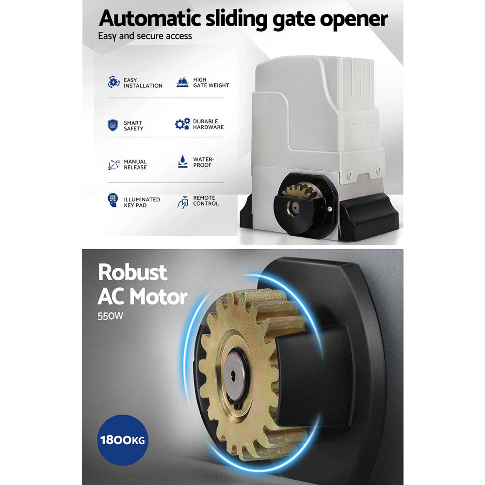 LockMaster 6m Electric Sliding Gate Opener 1800KG Keypad