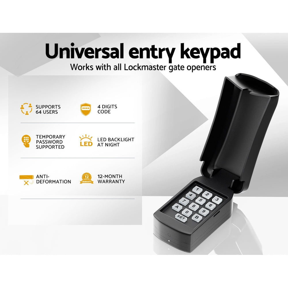 Lockmaster Universal Wireless Wired Keypad Security Control Black