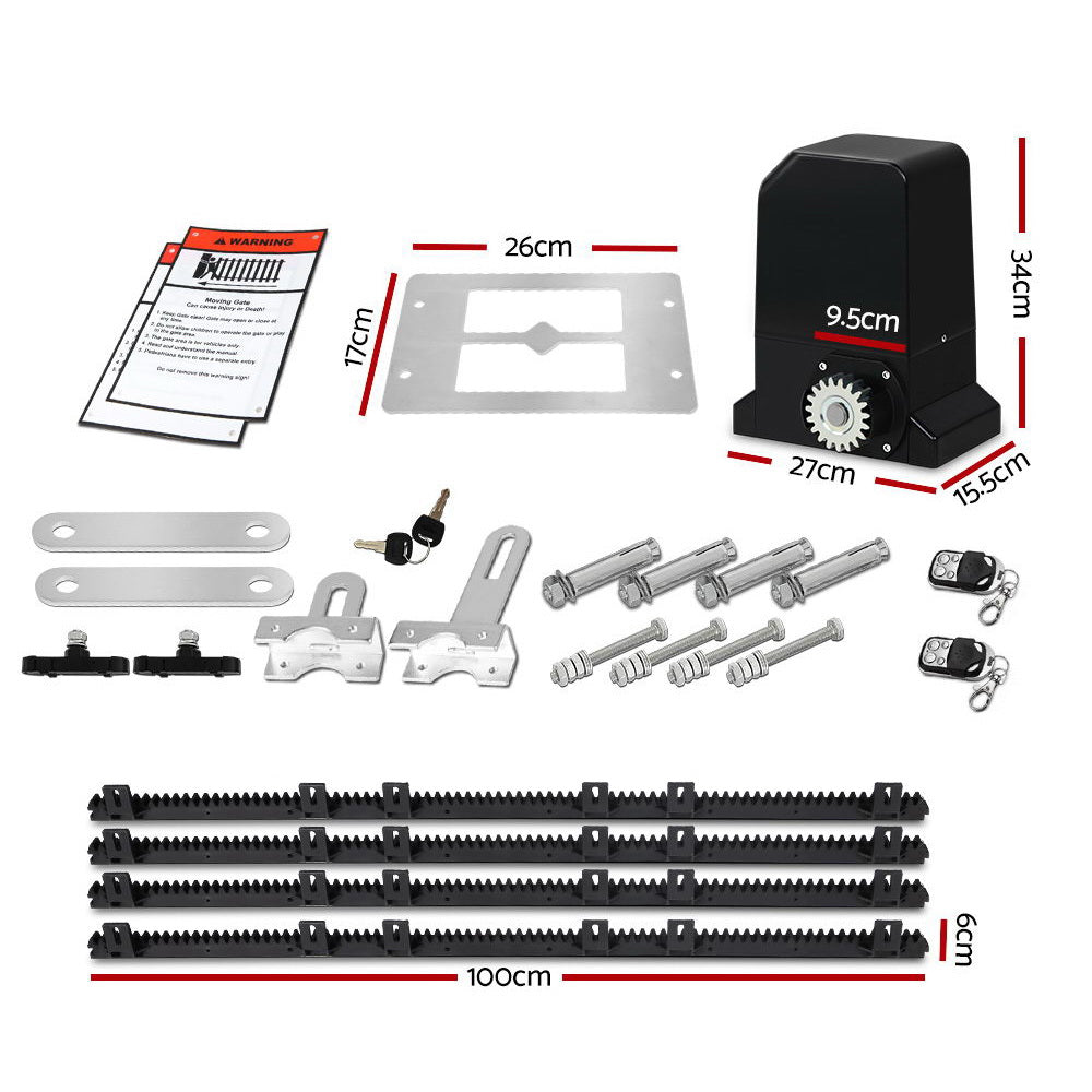 Lockmaster 4M Automatic Sliding Gate Opener Kit 1000KG Capacity