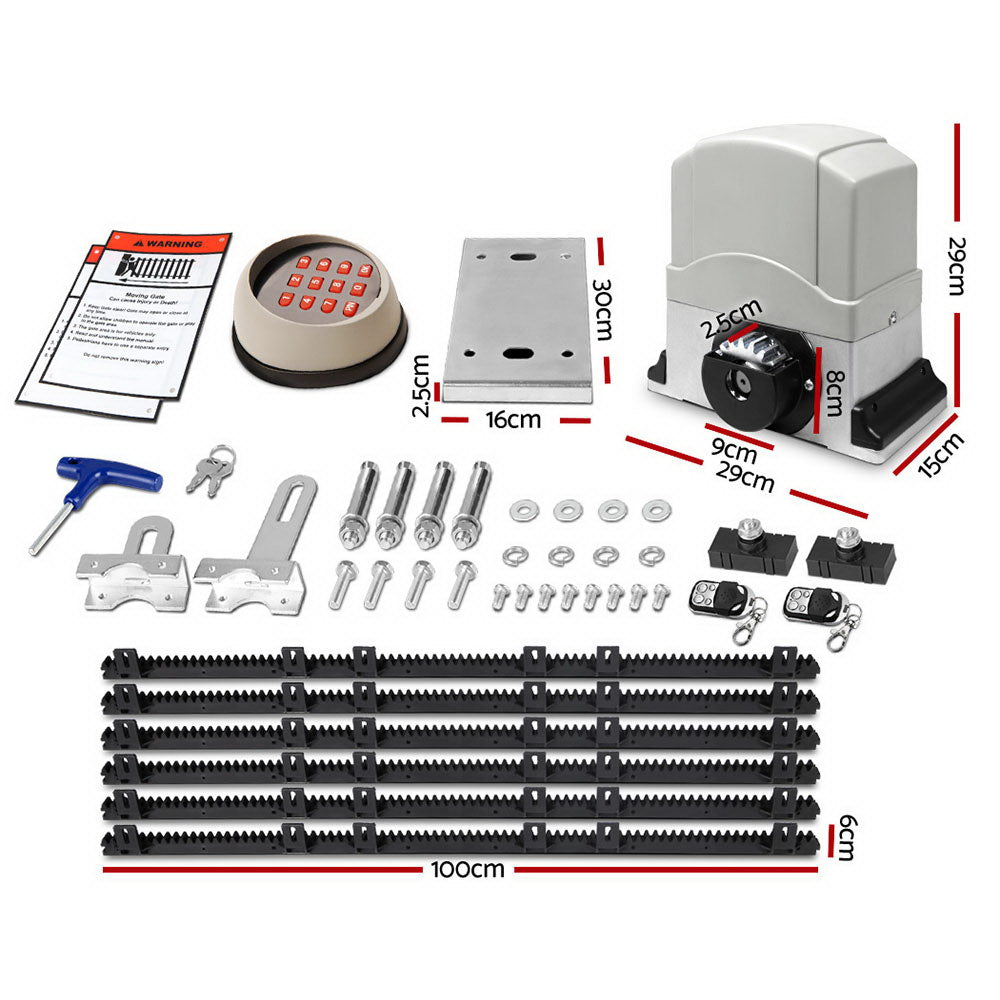 Lockmaster 6M Automatic Sliding Gate Opener Kit Keypad 1200KG