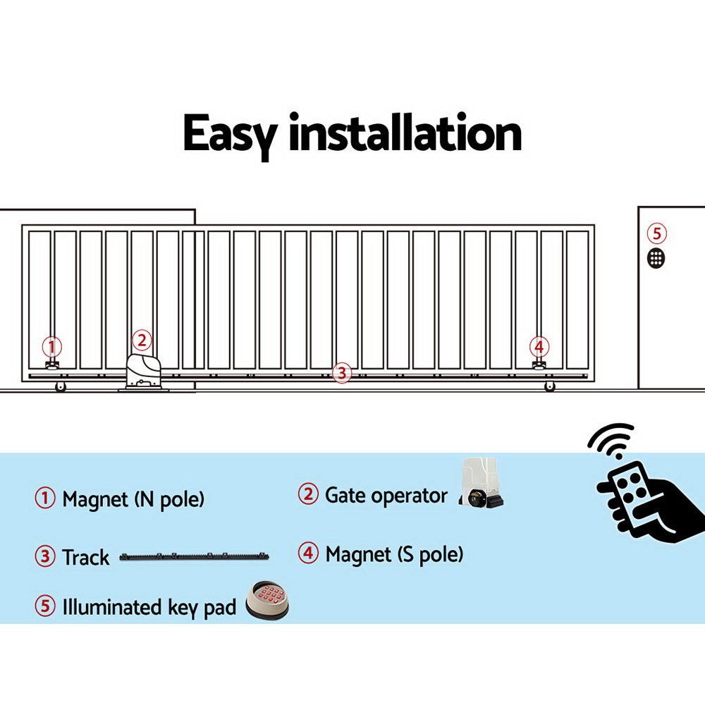 LockMaster 4M 1800KG Automatic Sliding Gate Opener Kit Keypad