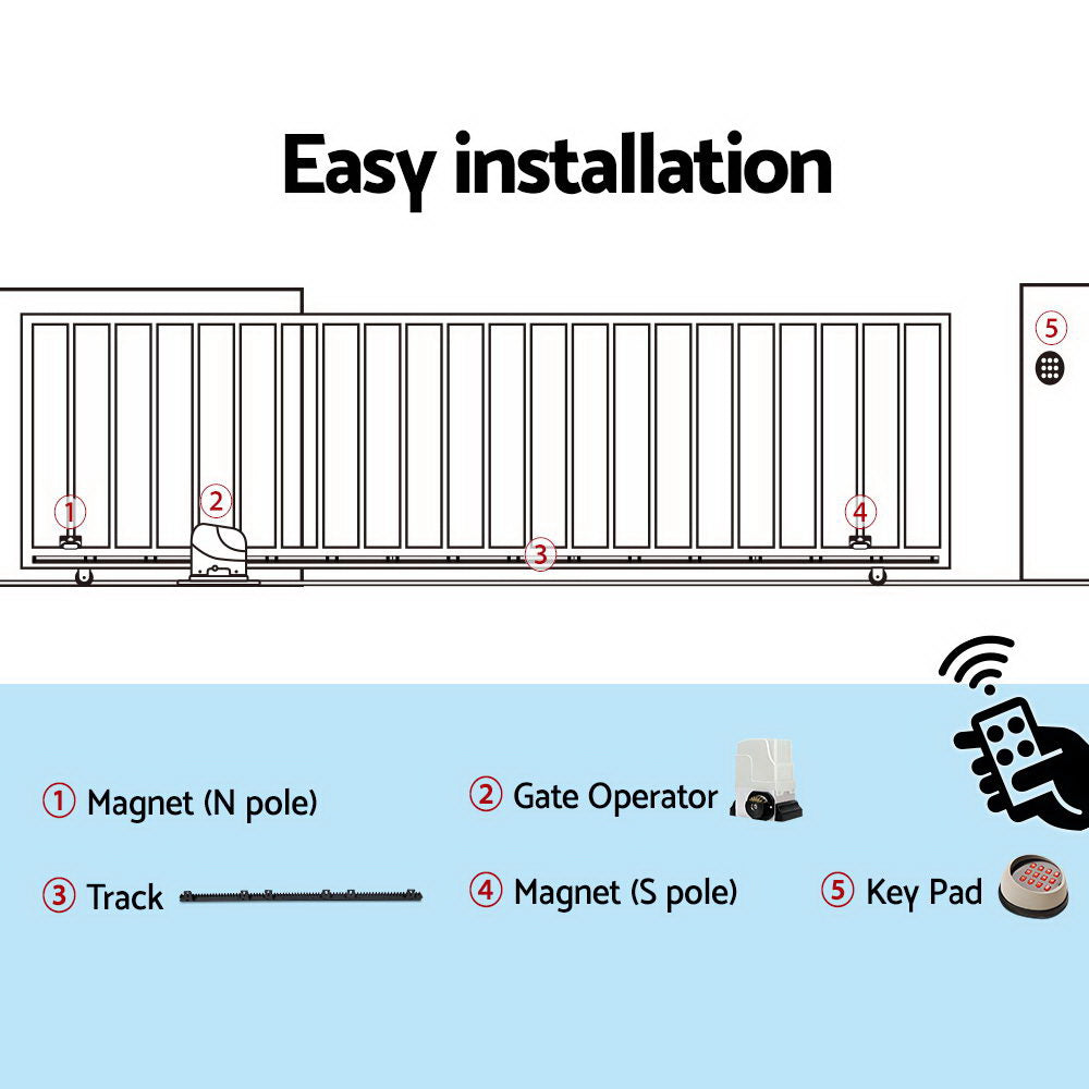 LockMaster 4M 1800KG Automatic Sliding Gate Opener Kit Keypad