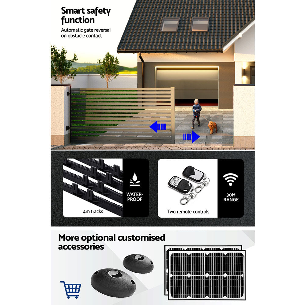 Lockmaster 4M 1800KG Automatic Sliding Gate Opener Kit
