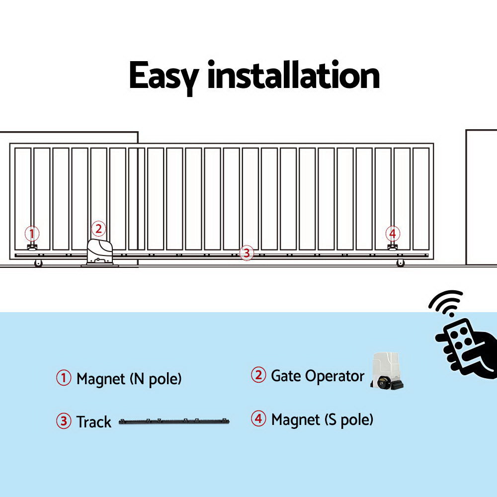 Lockmaster 6m 1800kg Automatic Sliding Gate Opener Kit