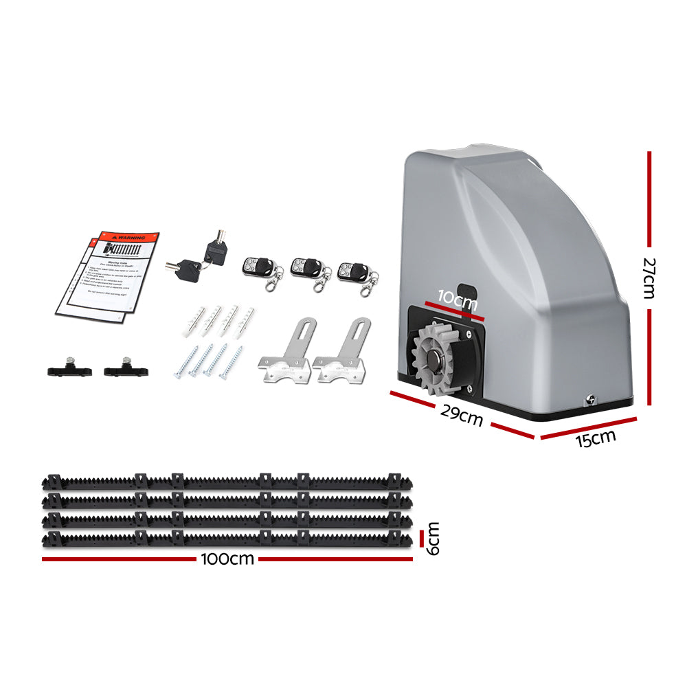 LockMaster 4M 800KG Automatic Sliding Gate Opener Kit