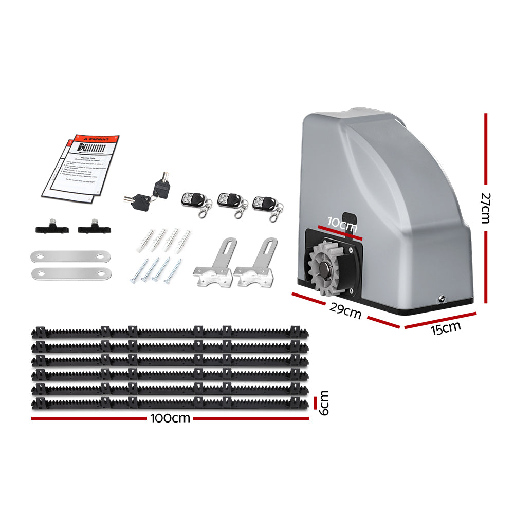 LockMaster 6m 800kg Automatic Sliding Gate Opener Kit Keypad