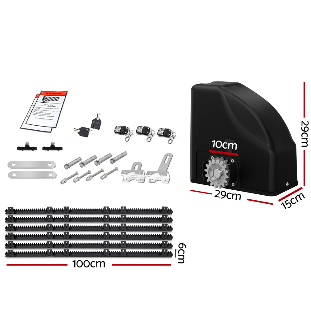 LockMaster 6M 600KG Automatic Sliding Gate Opener Kit Solar-Powered