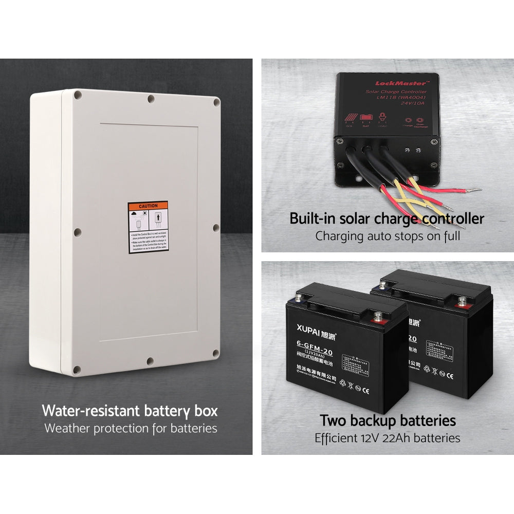 LockMaster 6M 600KG Solar Sliding Gate Opener Kit