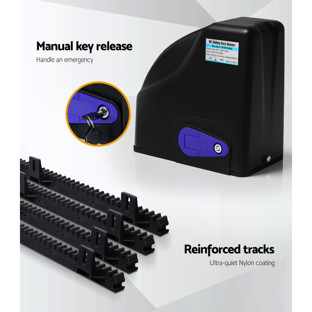 LockMaster 4M 600KG Automatic Sliding Gate Opener Kit Solar-Powered