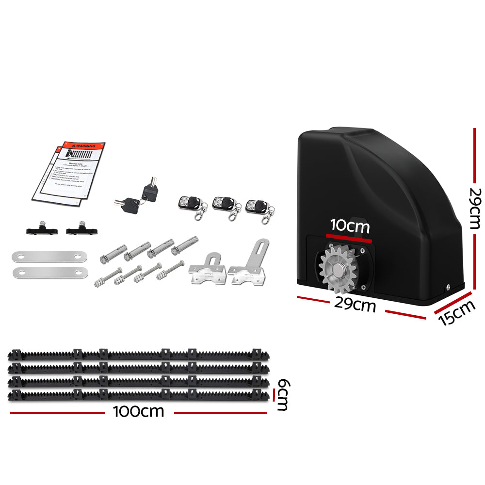 LockMaster 4M 600KG Automatic Sliding Gate Opener Kit 3 Remotes